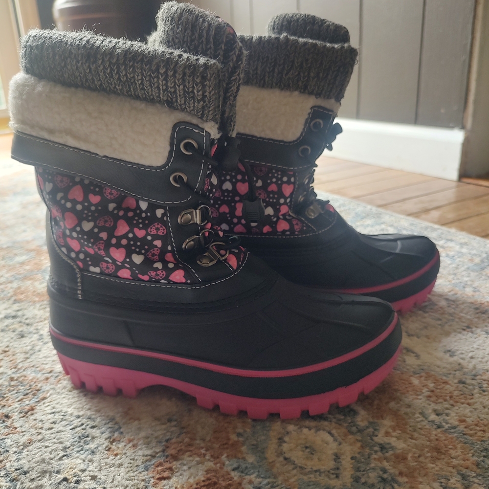 Kids' Pink and Black Winter Boots